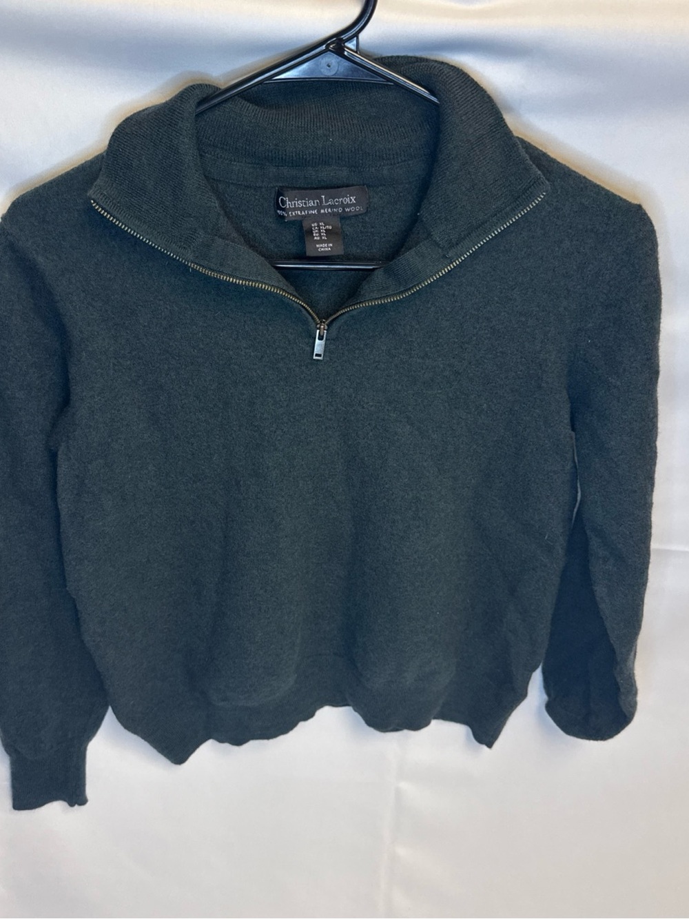 Christian Lacroix Forest Green Half-Zip Wool Sweater